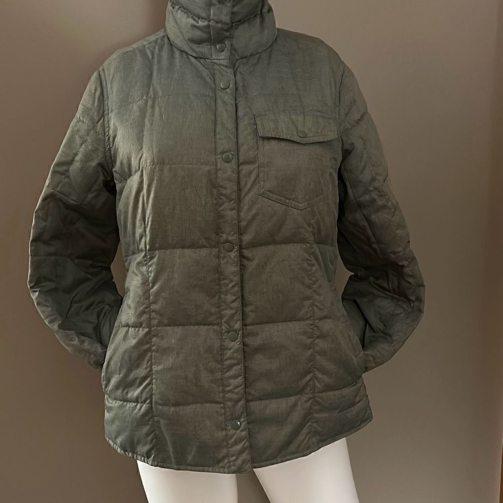 Eddie Bauer Down Jacket Green Small Snap